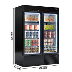 Upright Display Freezer - 1310L - with 2 glass sliding doors - Black