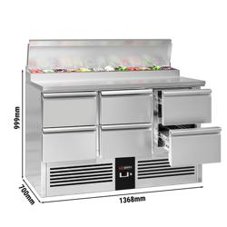 ثلاجة تحضير سلطات PREMIUM - 1368x700mm - 6 أدراج - مخصصة لـ 8x GN 1/6