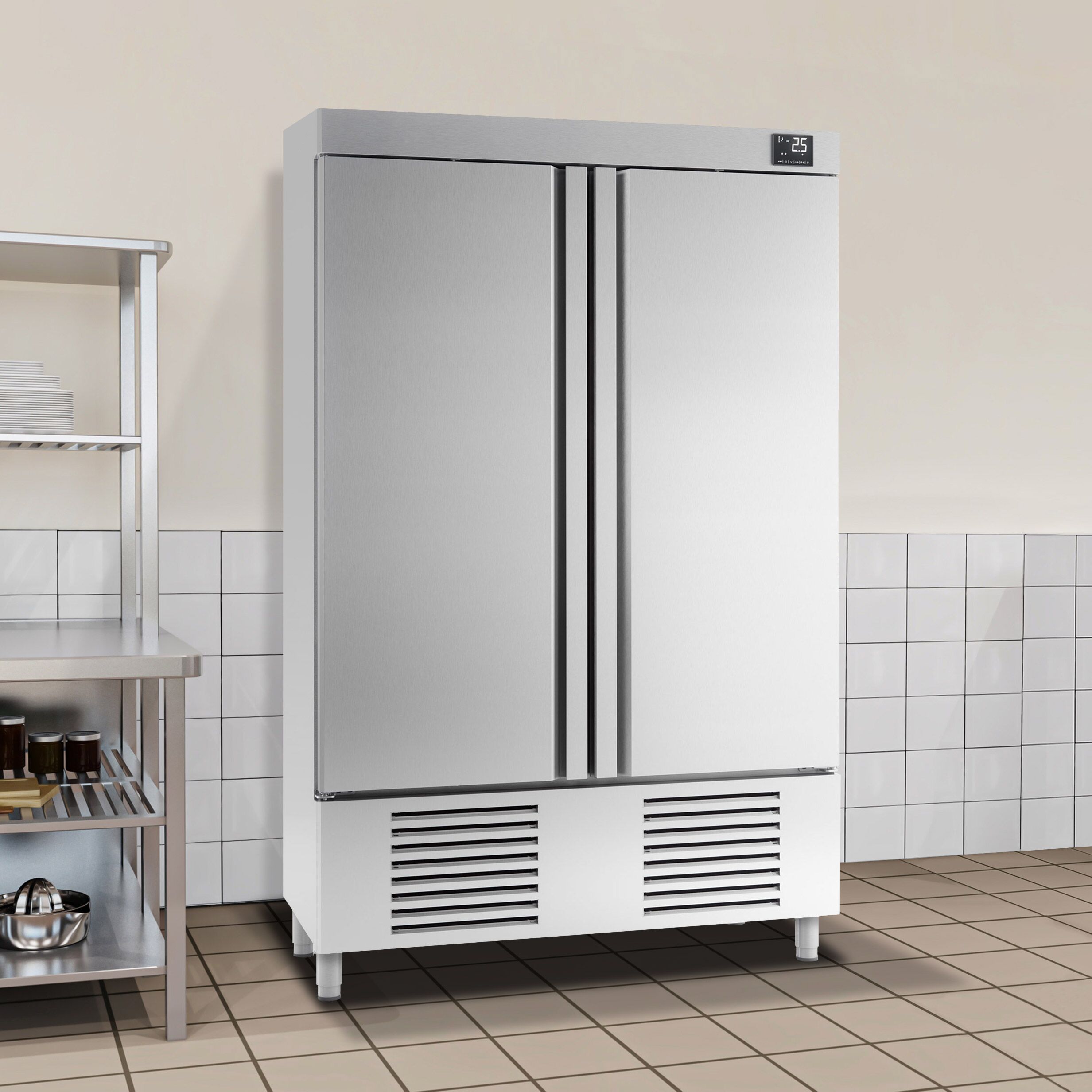 Armoire réfrigérée positive Inox AISI 304 PREMIUM PLUS - 1110 L - avec 2 portes