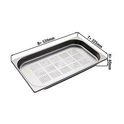 Inox Bac GN 1/1 - perforé - Profondeur:40mm