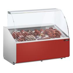 Koeltoonbank - 1256x979mm - 262 liter - front donkerrood - rechte ruit - met 2 deuren