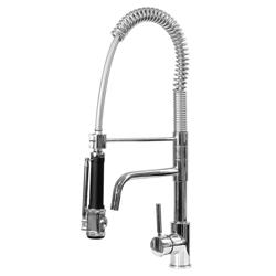 Torneira misturadora de um furo - com monocomando, bica giratória 360° & com chuveiro de mão - ligação 3/8"