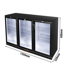 GASTRO-COOL | Frigorífico de bar - 1350mm - 312 litros - com 3 portas de vidro com dobradiças - Preto