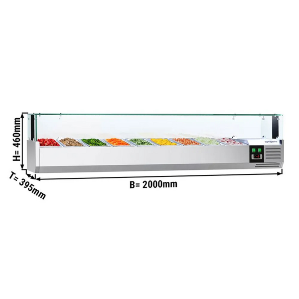 LED Işıklı Soğutmalı Teşhir Ünitesi  PREMIUM -   2000x395mm - 9x GN 1/3