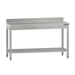 Työpöytä ECO ruostumattomasta teräksestä - 1500x700mm - perushyllyllä ja jalustalla