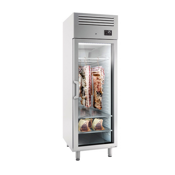 Dry Aging vleesrijpingskast- 680mm - met 1 glazen deur - Roestvrij staal