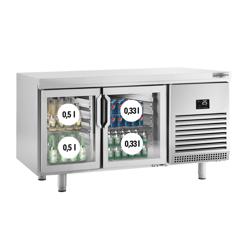 Bäckereikühltisch Premium PLUS - EN 600x400 - mit 2 Glastüren & Durchreiche