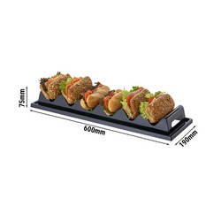 Snackwave - met 6 planken, verzonken greep & Sapgroef - Polystyreen - Zwart