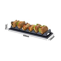 Self-Service Snack Display Rack – 6 shelves - black polystyrene - 600×190×75 mm - grip recess, drip groove