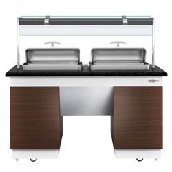 Commercial Heated Buffet Counter – Sneeze Guard, Mobile – 1600 mm (2 Chafing Dishes)