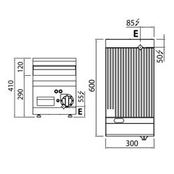 Fry Top Elettrico Professionale - 4,0 kW - Rigato - Superficie di cottura: 296x430mm