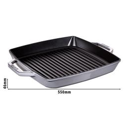 STAUB | Pure Grill Square Cast Iron Grill Pan – 33x33 cm - Graphite Grey - Uncoated Interior, Dishwasher Safe