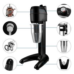 Mixeur à milkshake professionnel ECO - 1 tête - 1 litre - 300 Watt - Noir - Vitesse variable