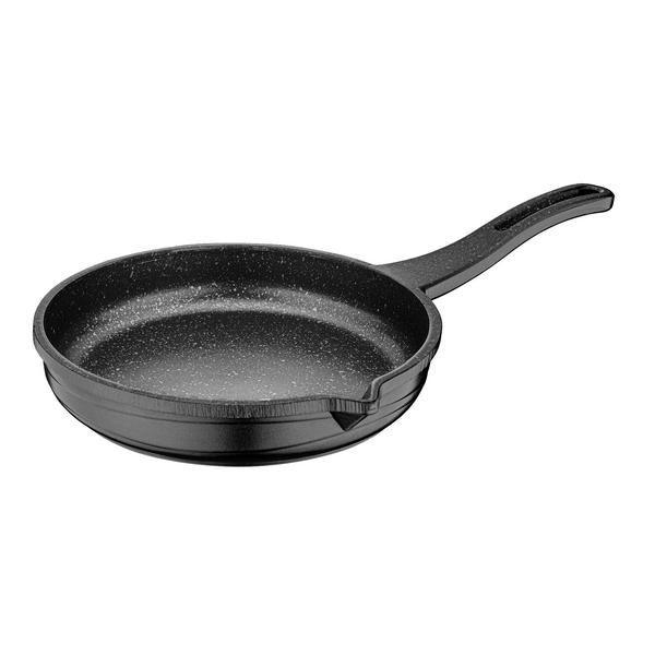 Koekenpan - gegoten aluminium - anti‑aanbaklaag - Ø 140mm - hoogte: 28mm - geschikt voor alle warmtebronnen (incl. inductie) - zwart