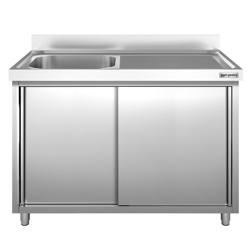 Mueble fregadero de acero Inox. PREMIUM - 1,4 m - 1 fregadero a la izquierda A 60 x P 50 x A 30 cm 