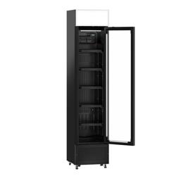 Rashladna vitrina za pića - 435 mm - 145 l - staklena vrata bez okvira - s 1 staklena vrata & reklamnim zaslonom & LED osvjetljenjem - crni