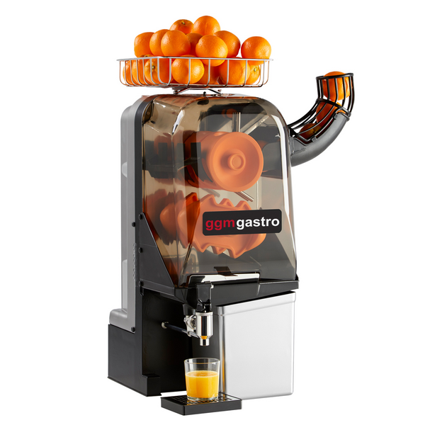 Exprimidor de naranjas eléctrico - plateado - alimentación manual - incl. grifo de drenaje ajustable