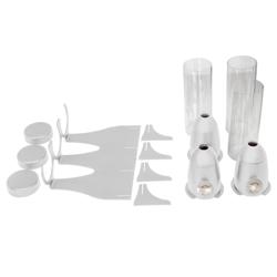 Dispensador de cereales Profesional - triple - Ø115mm - dosificador giratorio - 3 contenedores de plástico - Soporte de acero inoxidable - Blanco