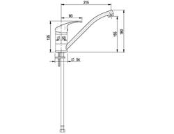 Tezgaha Monte Tek Delikli Batarya 8000 - Musluklu - Çift Su Girişli - 250mm uzun musluk çıkışı - döner ağız, tek kollu karıştırıcı, hızlı montaj, 3/8" bağlantı & CE uygunluğu ile