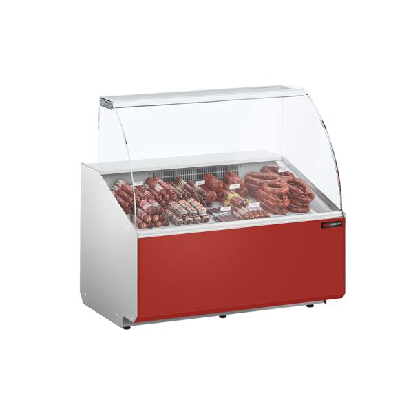 Banco gastronomia professionale - 944x979mm - Statica - 200 L - Vetro dritto - Colore Dunkelgrau - Pannello frontale Rosso RAL 3003 - servizio assistito