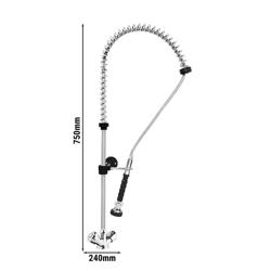 Commercial Pre-Rinse Mixer Tap – Single Hole Deck-Mount - Hot & Cold - 90° Swivel - 750 mm High