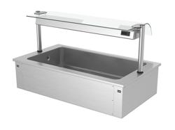Commercial built-in ice well - 1500 mm - 4 x GN 1/1 - with glass sneeze guard
