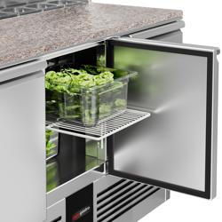 Saladette PREMIUM - 1368mm - 3 porte - con supporto in acciaio inox per 8x GN 1/6