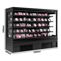 Espositore murale refrigerato - 2580 mm - 1408 litri - con 4 porte a battente con doppio vetro e 4 ripiani