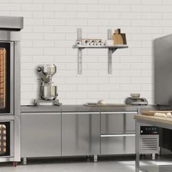 Étagère murale en inox PREMIUM - 800x300mm - 3 niveaux - avec dosseret