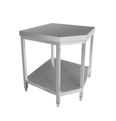 Mesa de trabalho de canto de aço inoxidável - 1,0 x 0,6 m - com prateleira de base