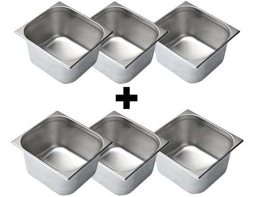 (6 pcs) Inox Bac GN 2/3 - Profondeur:200mm