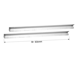 (2 stycken) skenor i rostfritt stål 1x vänster och 1x höger (826mm)