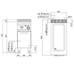 حمام مائي كهربائي - 1,60 kW - 1x GN 1/1 + 1x GN 1/3 - مع صمام تصريف - مع قاعدة