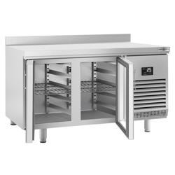 طاولة مبردة PREMIUM PLUS - 1468x600mm - 250 لتر - مع 2 باب زجاجي - حاجز خلفي