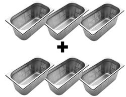 (6 pièces) Conteneurs GN en inox 1/3 - perforés - Hauteur : 150 mm        