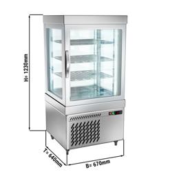 Vriesvitrine - panoramisch MARIE - 230 liter - 670mm - 1-deurs - met 3 draaiplateaus - zilver - NL