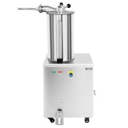 Embutidora de salchichas HIDRÁULICA vertical - 20L - 1,5kW - con pedal - Acero inoxidable - con 3 tubos de embutición