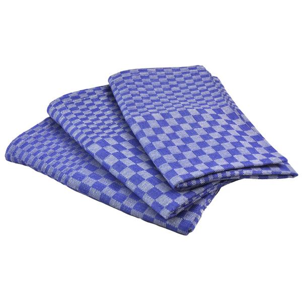 (10 pieces) Cotton hand towel - 50 x 100 cm - blue checkered	
