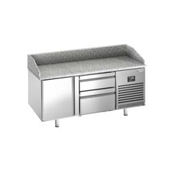 طاولة تحضير بيتزا مبردة PREMIUM PLUS - 1490x700 mm - مع باب واحد و درجان - سطح عمل جرانيت