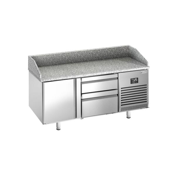 Pizzawerkbank PREMIUM PLUS - 1490x700mm - met granieten werkblad - met 1 deur & 2 laden