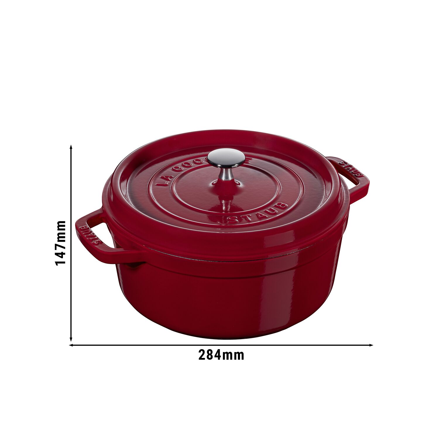 STAUB | Cocotte Round Enamelled Cast Iron Casserole Dish – Ø 220–230 mm – Bordeaux Red
