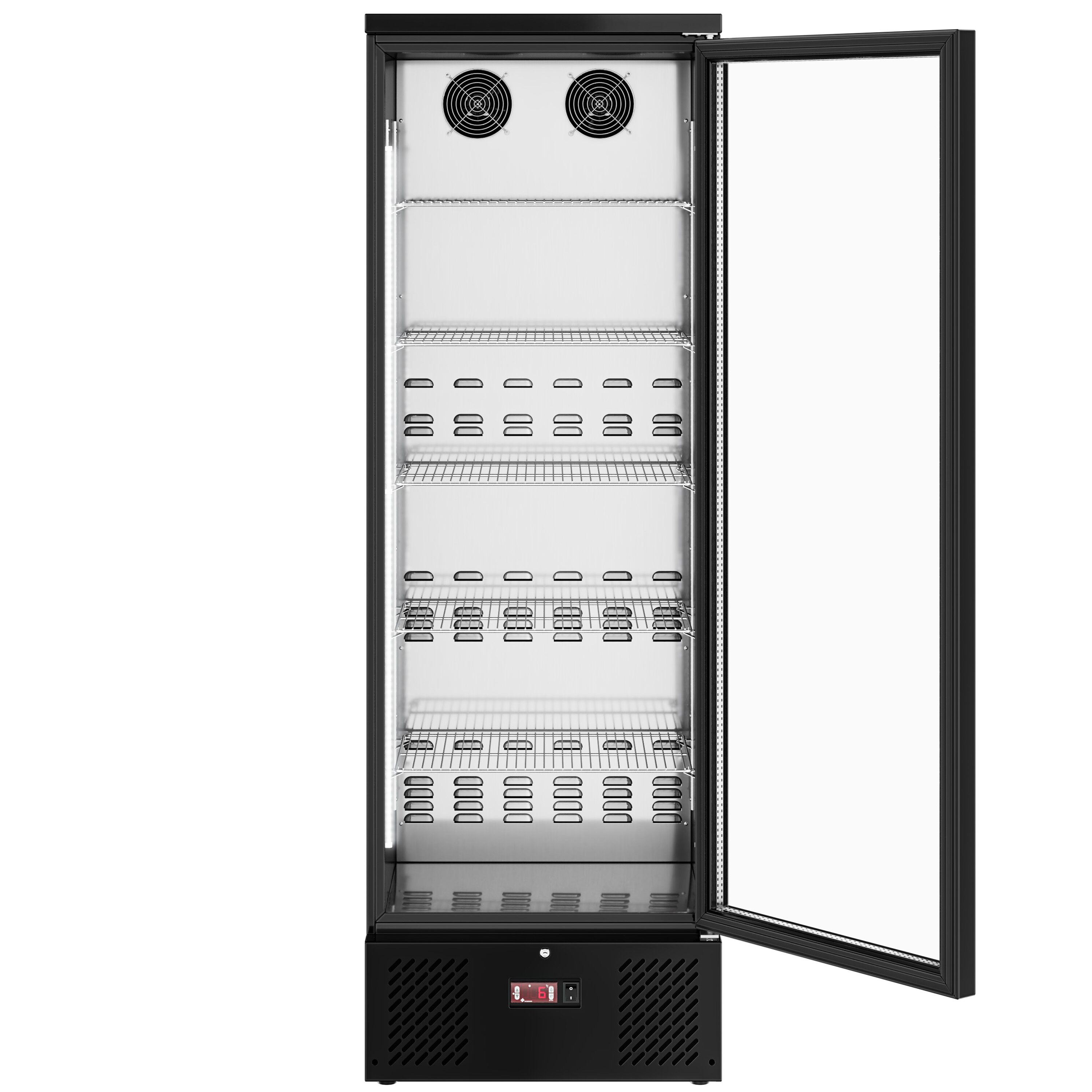 Vitrine réfrigérée à boissons - 600mm - 292 L - intérieur inox - 1 porte vitrée - thermostat numérique - Noir - +2 à +8 °C