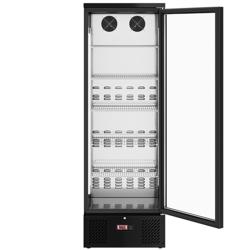 Vetrina frigo per bibite - 600mm - 300l - termostato digitale - interno in acciaio inox - con 1 porta in vetro - Nero
