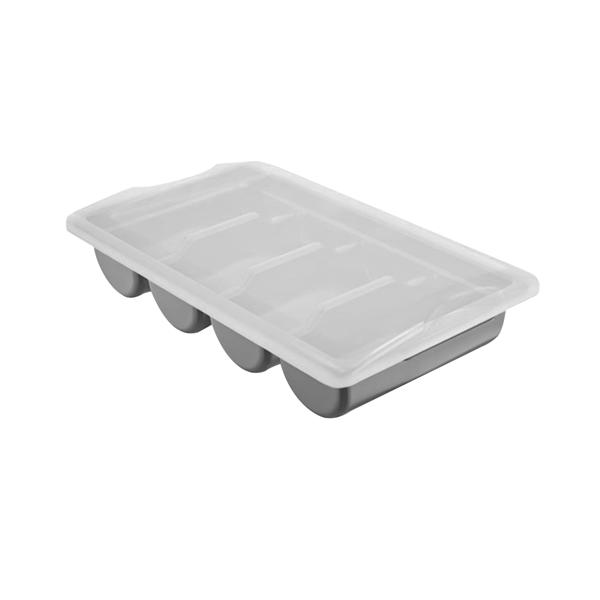 Cutie pentru tacâmuri cu 4 compartimente, incl. capac - gri