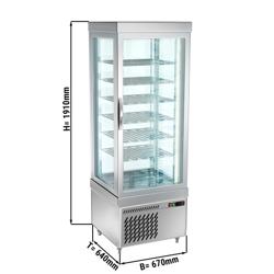 4-Sided Glass Display Freezer - 430L - 670mm - with 6 rotating glass shelves - 1 glass door