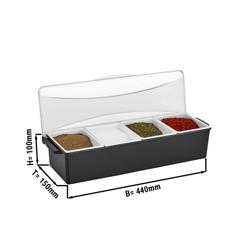 Boîte à condiments - 4 compartiments - avec couvercle