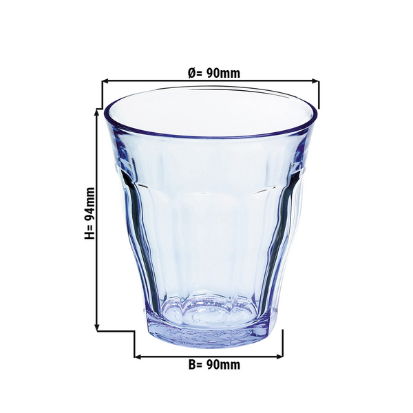 (6 bucăți) Pahar de băut Duralex All Purpose Drinking Glass - ISTANBUL - 310 ml - Albastru-Transparent