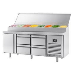 Pizza Hazırlık Buzdolabı - 1960x700mm - 1 Kapı + 4 Çekmece - 1 x GN 1/2 + 9 x GN 1/3