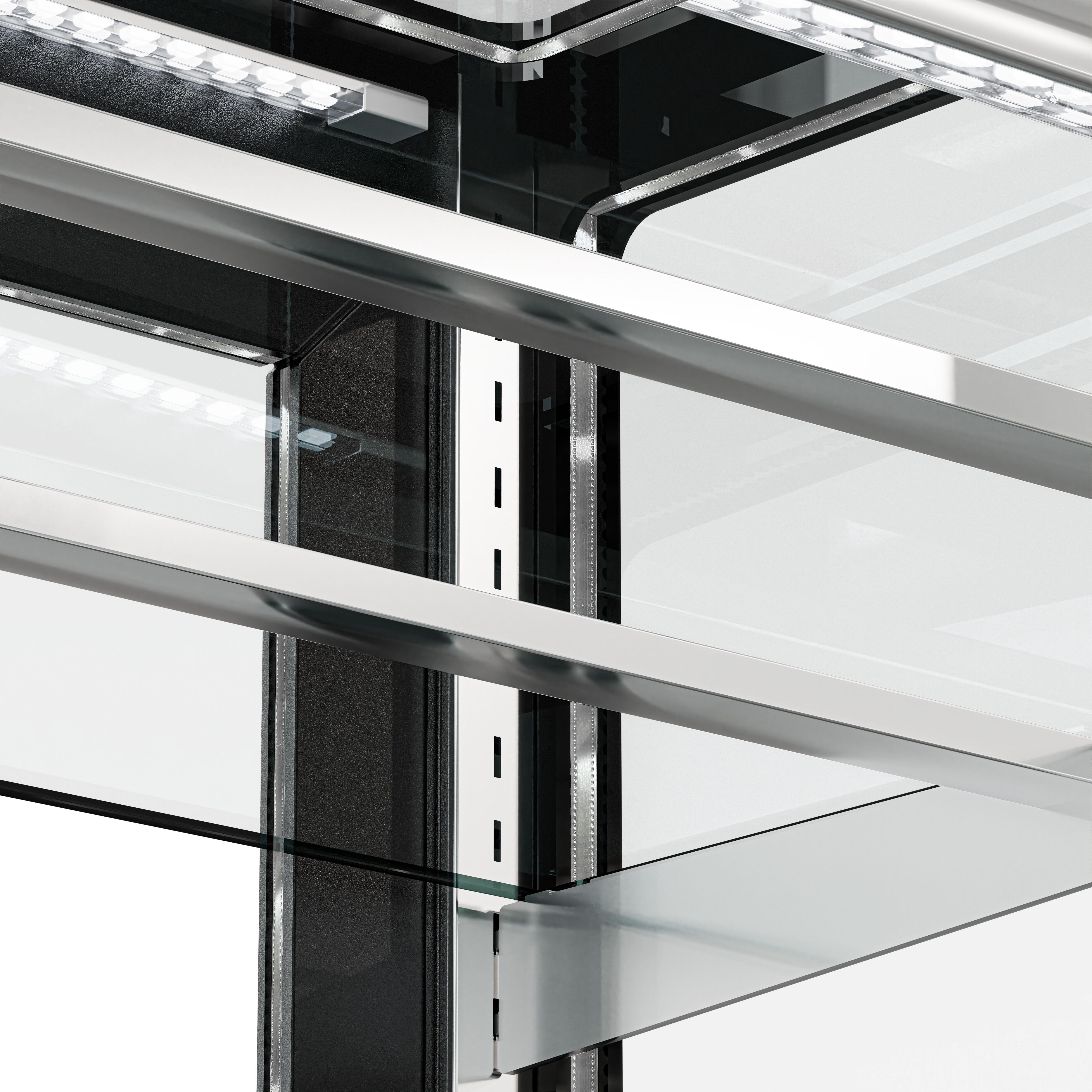 Vitrine à pâtisserie réfrigérée - 890L - 2000mm - Double vitrage - avec 2 étagères en verre - portes coulissantes arrière - Noir mat