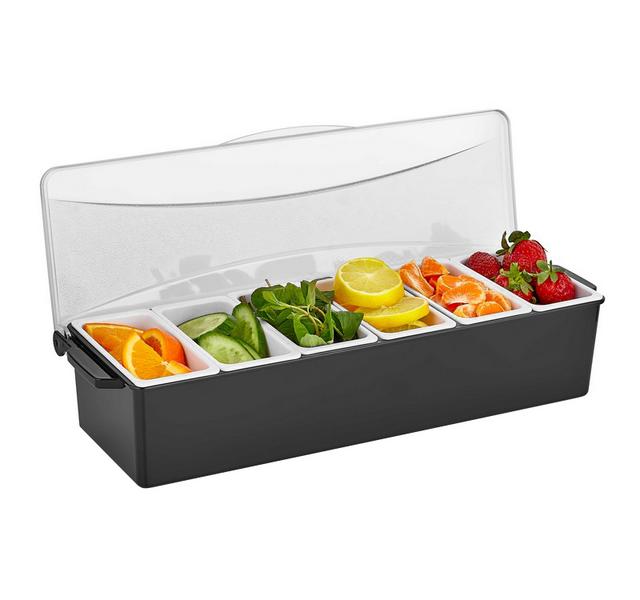Organizator compartimente pentru ingrediente - 6 recipiente - cu capac transparent